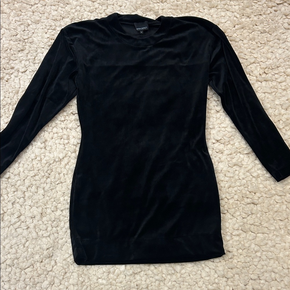 Black Long Sleeve Velvet Dress